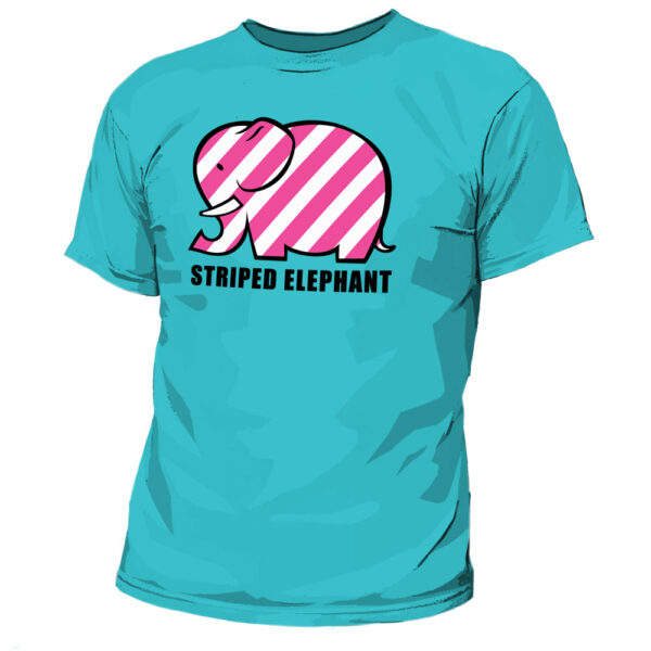 Striped Elephant T-Shirt - Tahiti Blue